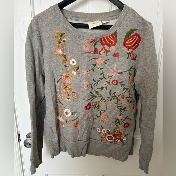 Anthropologie Maeve Marcie Embroidered Sweatshirt SZ M - Picture 8 of 9